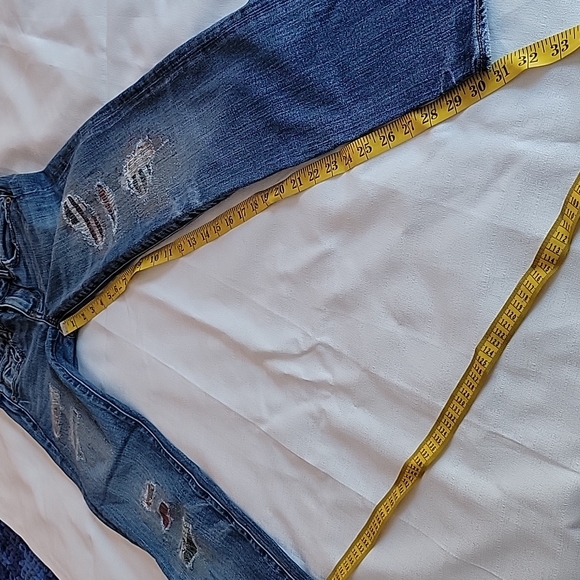 American Eagle low rise straight patchwork jeans size 2 - Picture 4 of 6